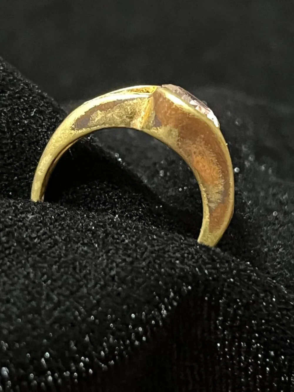Statement Gold Tone Pale Pink Cocktail Ring, Fair Vintage Condition, Sz 6.5